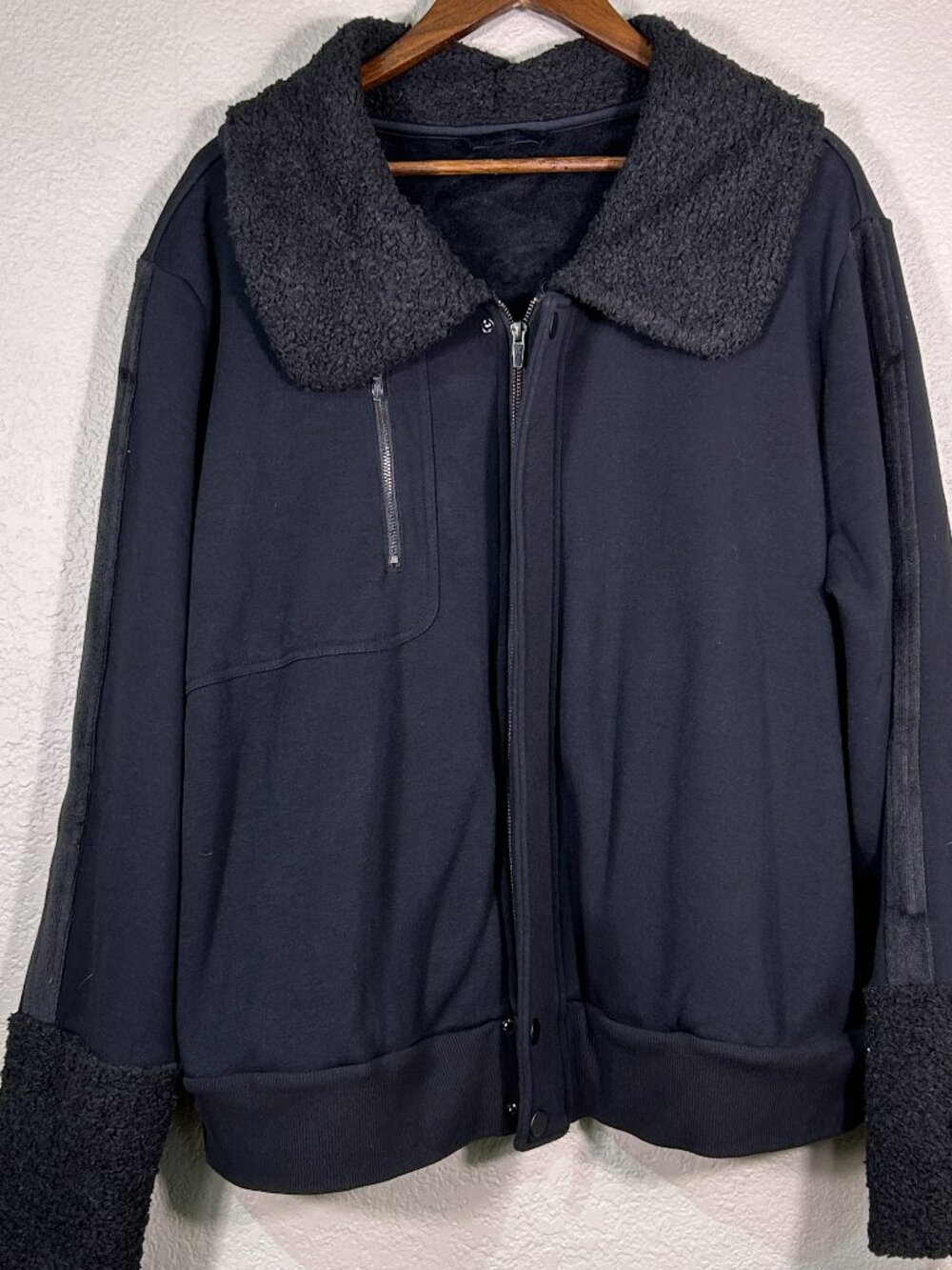Women's XL Black Sherpa Trim Jacket Full Zip